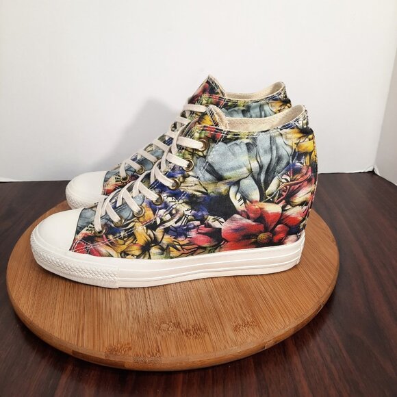 Converse Chuck Taylor All Star Lux Womens 10 Shoes Floral Print Hidden Wedge - Picture 3 of 10
